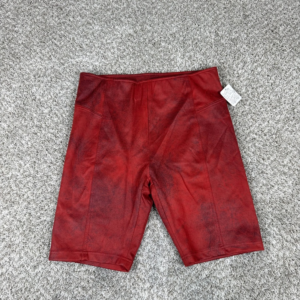 Free People Shorts Womens Medium Red Bike High Rise Heatwave‎ Suede OB971609